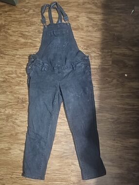 Women's Sonoma Maternity Black Denim Bib Overalls with Adjustable Straps